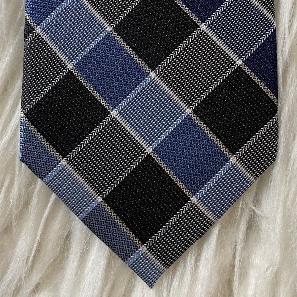 Pronto Uomo Black & Blue Plaid Mens Neck Tie 100% Silk